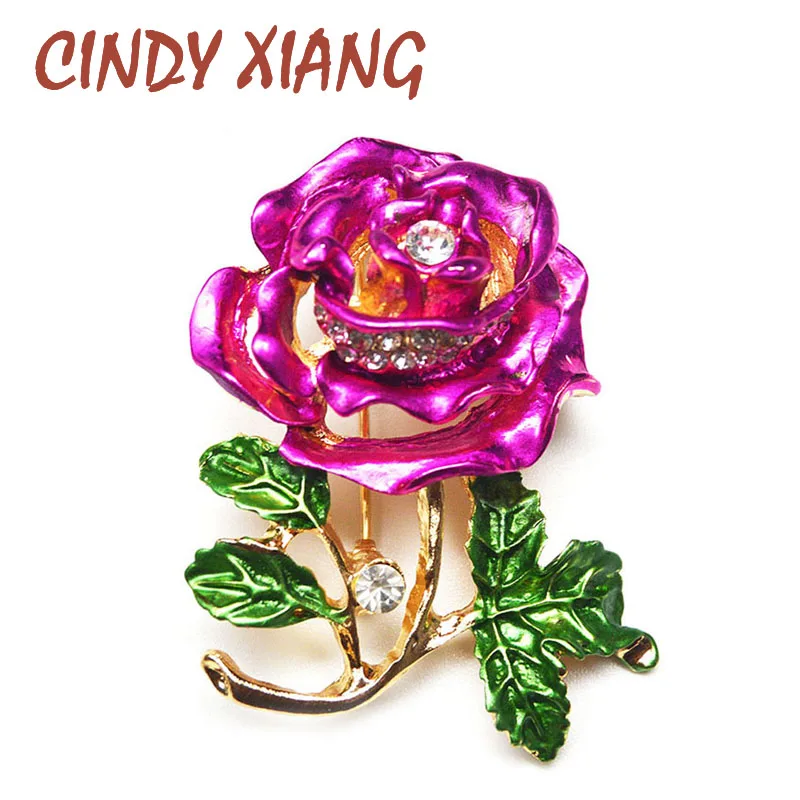 

CINDY XIANG Peony Flower Brooches for Women Alloy Material Enamel Brooch Pin Dress Coat Badges Fine Jewelry 2 Colors Available