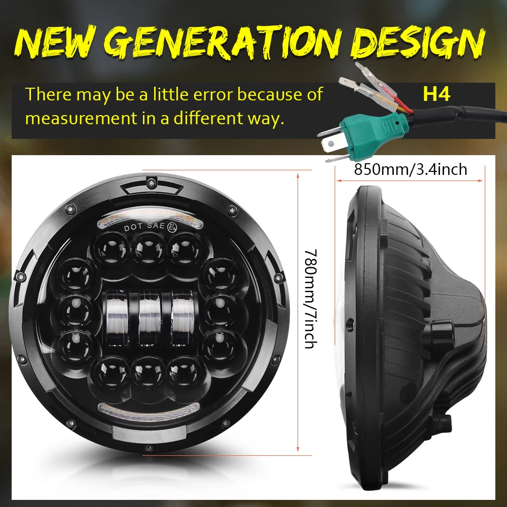 Baratos Es La luz de 7 pulgadas linterna LED 180W ángulo ojo DRL encienda Singal 12V 24V Hola Lo para Jeep Wrangler Lada Niva 4x4 luces de conducción de carretera