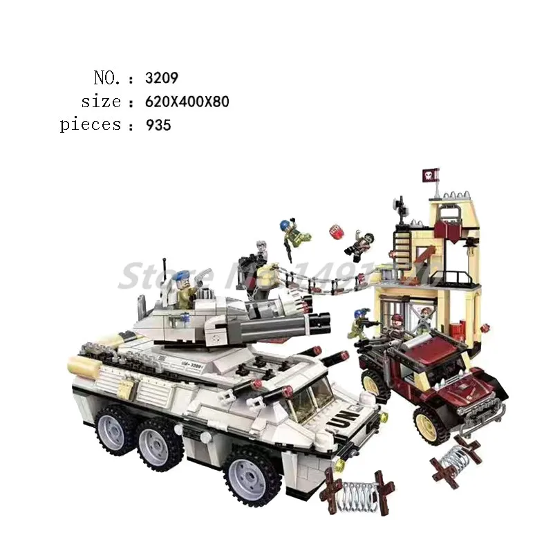 

Military War Series Thunder Mission Cannon Tank Armored Car Building Blocks Enlighten City Model Toys For Children Gifts