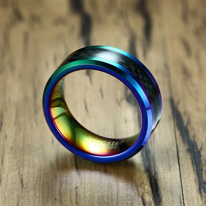 Кольцо мужское из углеродного волокна шириной 8 мм и толщиной 2 6 мм|ring wedding|thick
