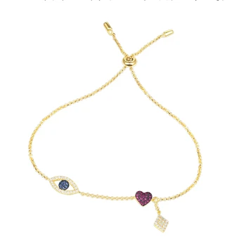 

AAA Zircon 925 Sterling Silver Eyes Heart Charm Bracelet Women Wedding Sweet AP Design Charm Chain Bracelet Jewelry