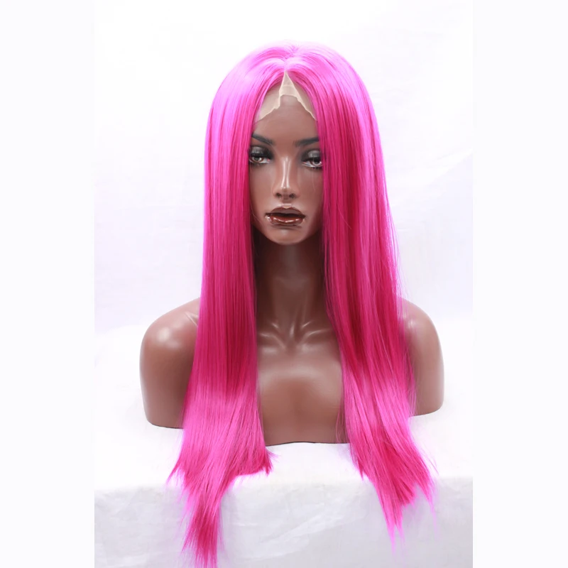 Cheap Straight Synthetic Lace Front Purple Wig For Women Heat Resistant