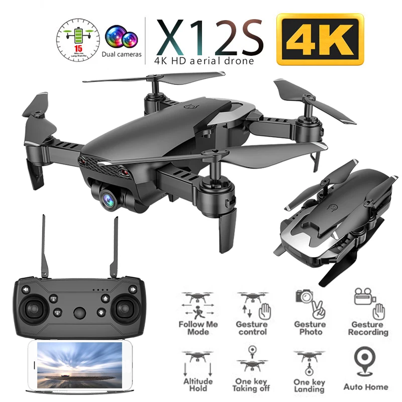 X12S Wi Fi FPV мини складной Дрон Двойная камера 1080P 4K оптический поток воздушная видео