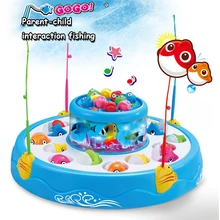 Детские развивающие игрушки двухслойная Магнитная рыболовная игрушка набор вращающаяся игра в рыбку детский подарок на день рождения