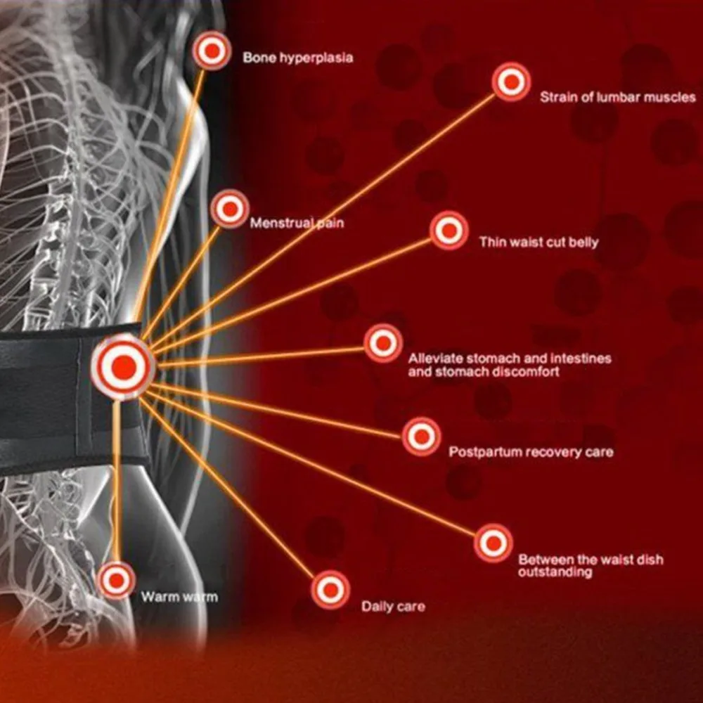 Черный Регулируемый турмалиновый саморазогревающийся Магнитный поясной ремень Опора поясничной скобки поясной ремень для снятия боли