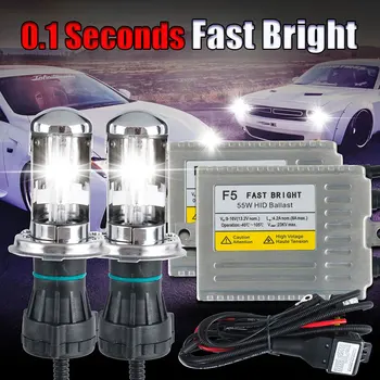 

Bi Xenon H4 0.1 second Fast bright F5 AC 12v 55w headlight lamp bi xenon hid kit H4 9003 Hi Lo xenon 6000k 5000k 4300k
