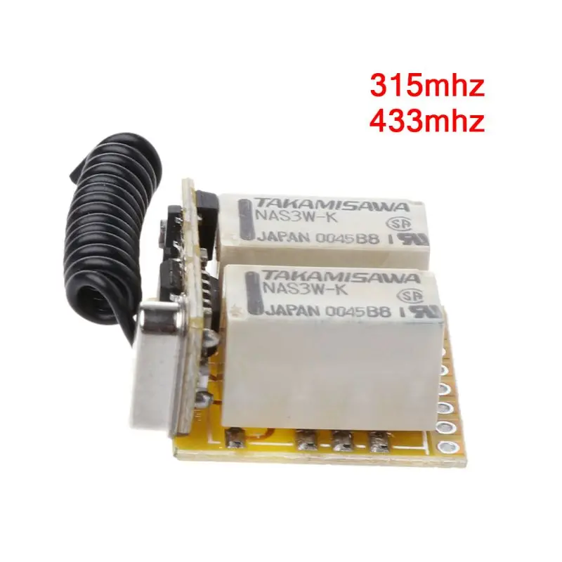 

Relay Remote Switch 2CH DC3.7V 4.2V 5V 6V 7.4V 8.4V 9V 12V Output 0V Dry Contact Relay Switching Value NO COM NC 315MHz 433MHz