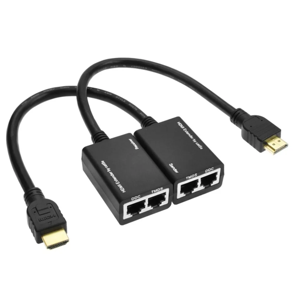 HDMI Over RJ45 CAT5e CAT6 LAN Ethernet Balun Extender Repeater Up to 100ft 1080P