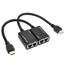 HDMI Over RJ45 CAT5e CAT6 LAN Ethernet Balun Extender Repeater Up to 100ft 1080P