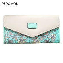 Модный женский кошелек-конверт на ремешке, хит цвета, 3 сложения, с цветочным принтом, 5 цветов, кошелек из искусственной кожи, длинный женский клатч, кошелек для монет