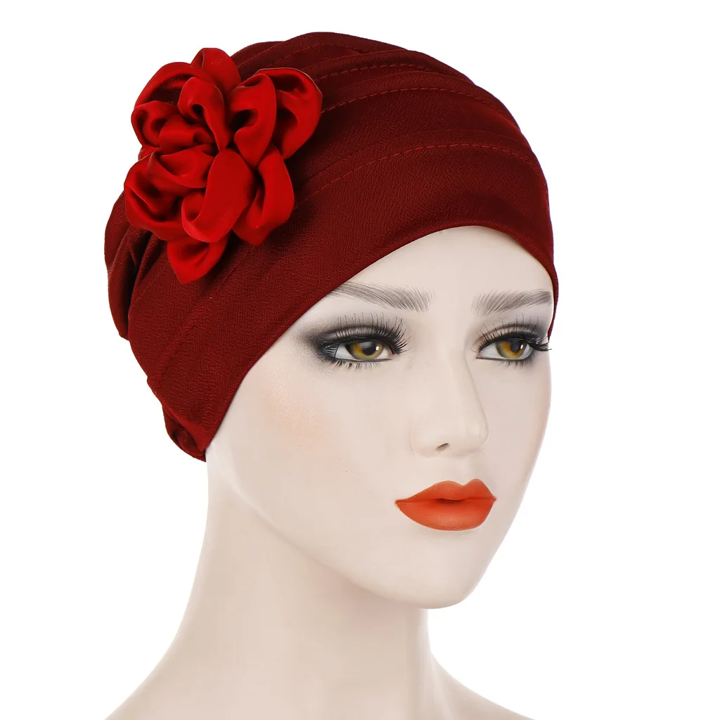

2019 Women Comfortable Big Flower Cross Turban Hat Chemotherapy Chemo Skull Beanies Hijab Headwear For Cancer Hair Accessories