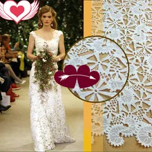 Белый трехмерный полый молочный шелк жаккард; кружевная ткань Водорастворимая Высококачественная Заказная ткань