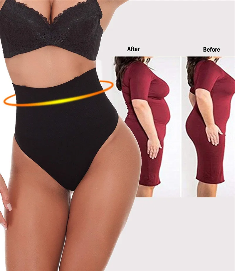 NINGMI Sexy Thong Shapewear Butt Lifter Women High Waist Trainer Tummy Control Panties Knicker Slimming Underwear Cincher Girdle spanx bodysuit