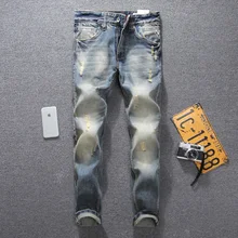 Retro Design Fashion Mens Jeans High Quality Slim Fit Denim Ripped Jeans For Men Pants Brand Clothing Italian Style Biker Jeans Retro Design Fashion Mens Jeans High Quality Slim Fit Denim Ripped Jeans For Men Pants Brand Clothing Italian Style Biker Jeans