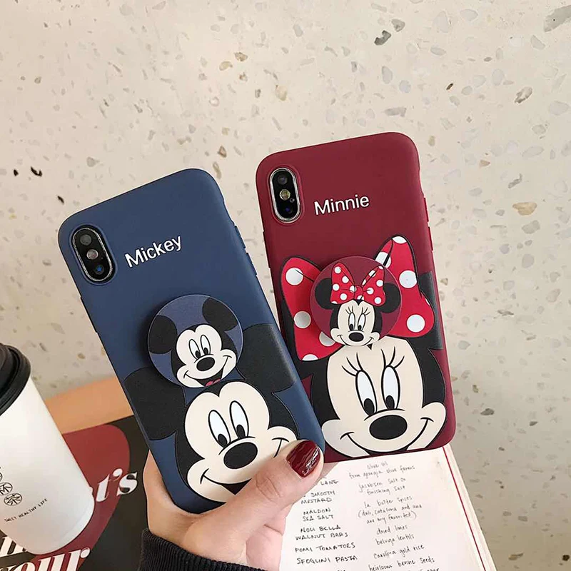 

New 3D Cute Minnie Holder Ring case for iphone 6 S plus 7 7plus 8 8plus X XS XR MAX 11 Pro Cartoon girl toy phone coque capa
