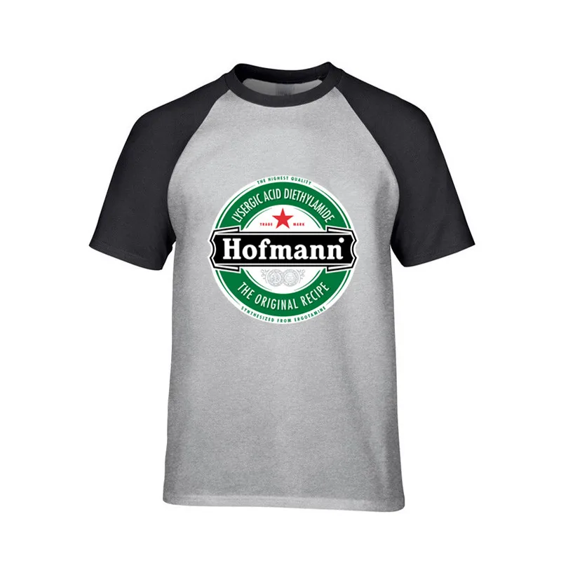 Уникальные футболки для взрослых Hofmann LSD Beer Label с коротким рукавом эластичная