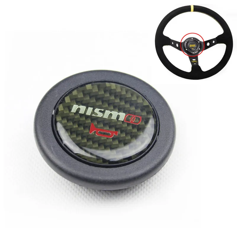 

Car Styling Black Carbon Fiber Racing Steering Wheel Horn Button for Nissan