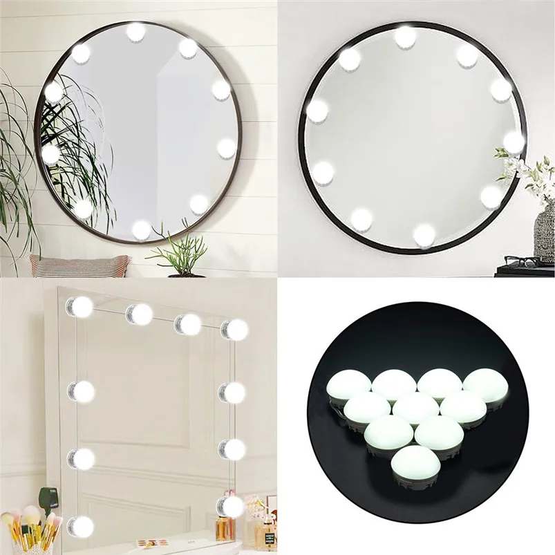 DIY 10LED Dimmable Vanity Mirror Lights Kit Bulbs for Makeup Hollywood Mirror String Light Home Decoration Luces 30MR0603