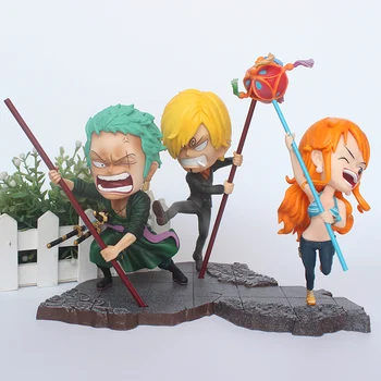 

Anime One Piece GK Figurine Luffy Sanji Zoro Nami SD pvc Action Figure Collection Toys