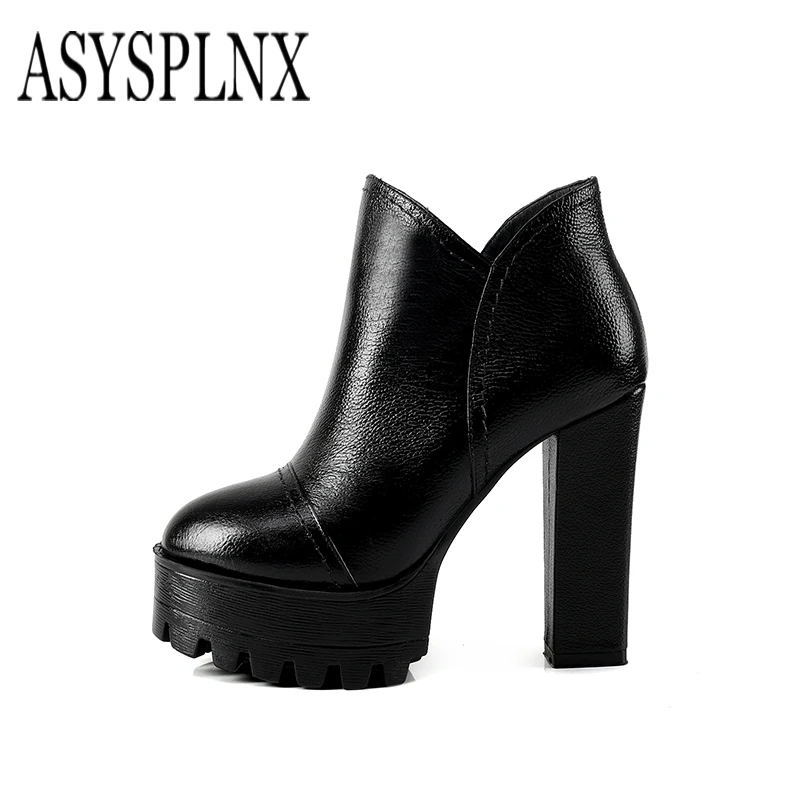 ASYSPLNX brand 2018 leather zipper high heel waterproof women boots ...