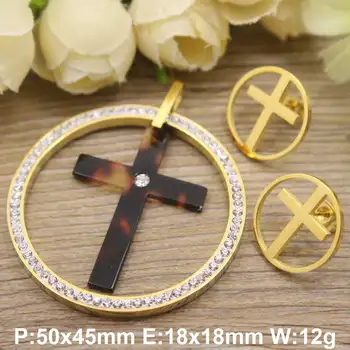 

gold color New Fashion Stainless Steel Jewelry High quality Pendants+ Earring sets For Women And Girls SBJEAYCC