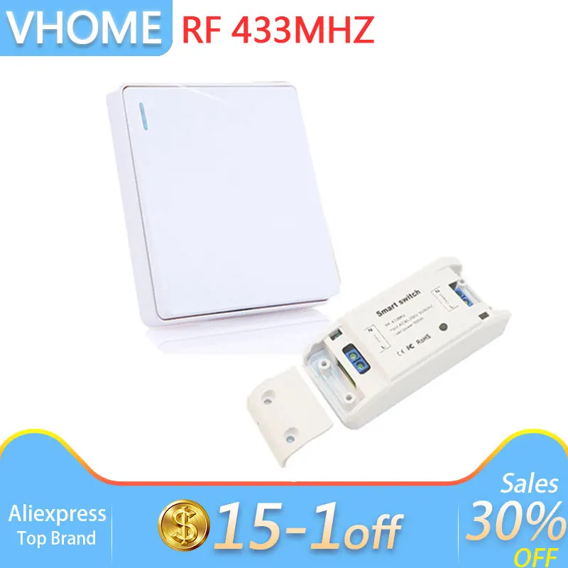 

Wireless button Remote Control RF 433 Mhz AC 90V-250V Switch Learning Code Receiver Transmitter Bedroom Ceiling Lights