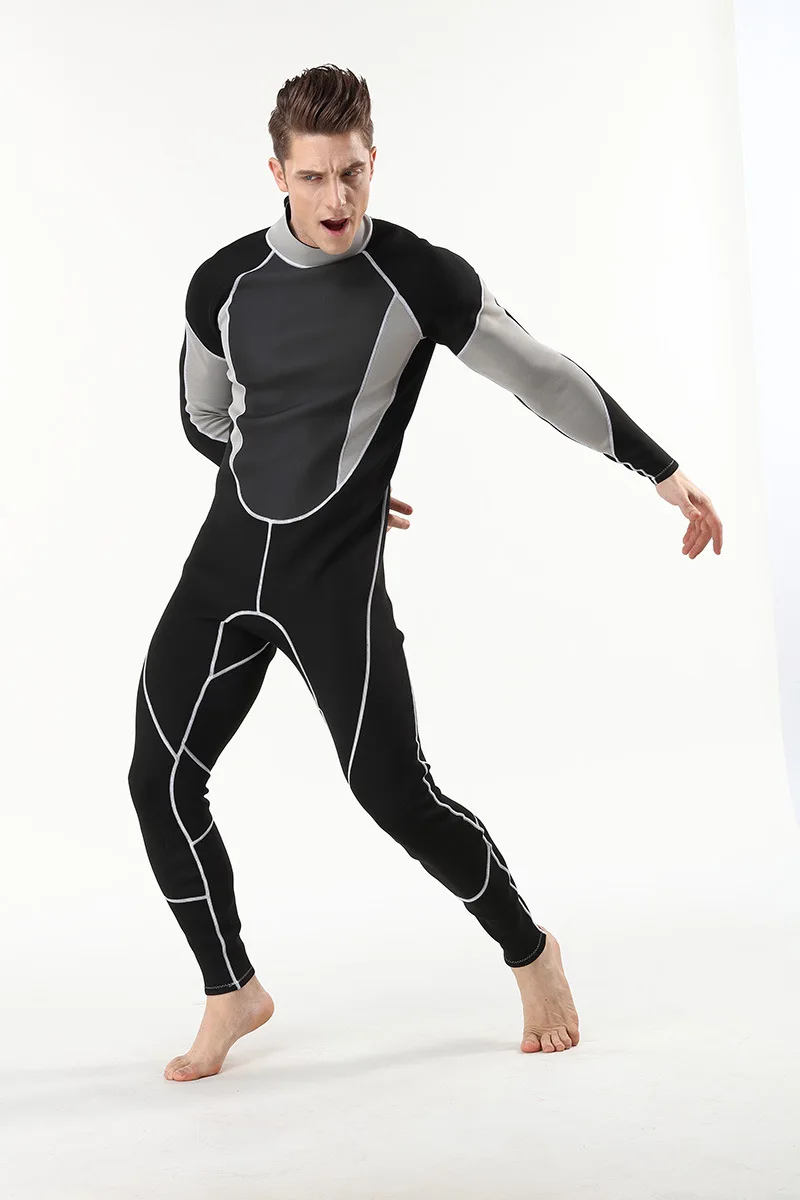 2mm Men Women wetsuit Long sleeved one piece Swimsuit neoprene Triathlon Diving suit Super Elastic Surf wet suit for cold water