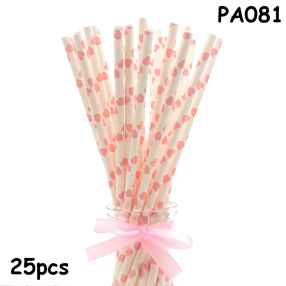 25pcs Drinking Paper Straws Gold Heart Star Stripe Paper Straws For Birthday Baby Shower Decoration Gift Party Event Supplies - Цвет: PA081