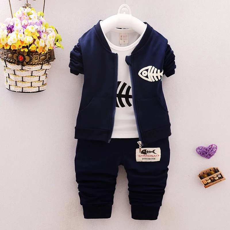 

BibiCola new 2017 Autumn Baby Boy Clothes Long Sleeve Top + Pants 3pcs Sport Suit Baby boys Clothing Set Clothing Sport suit