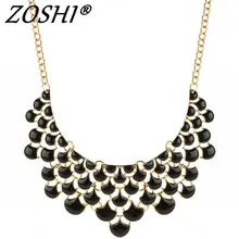 ZOSHI богемное шикарное винтажное позолоченное ожерелье-чокер с цепочкой из акриловых бусин женское ожерелье и кулоны Макси аксессуары