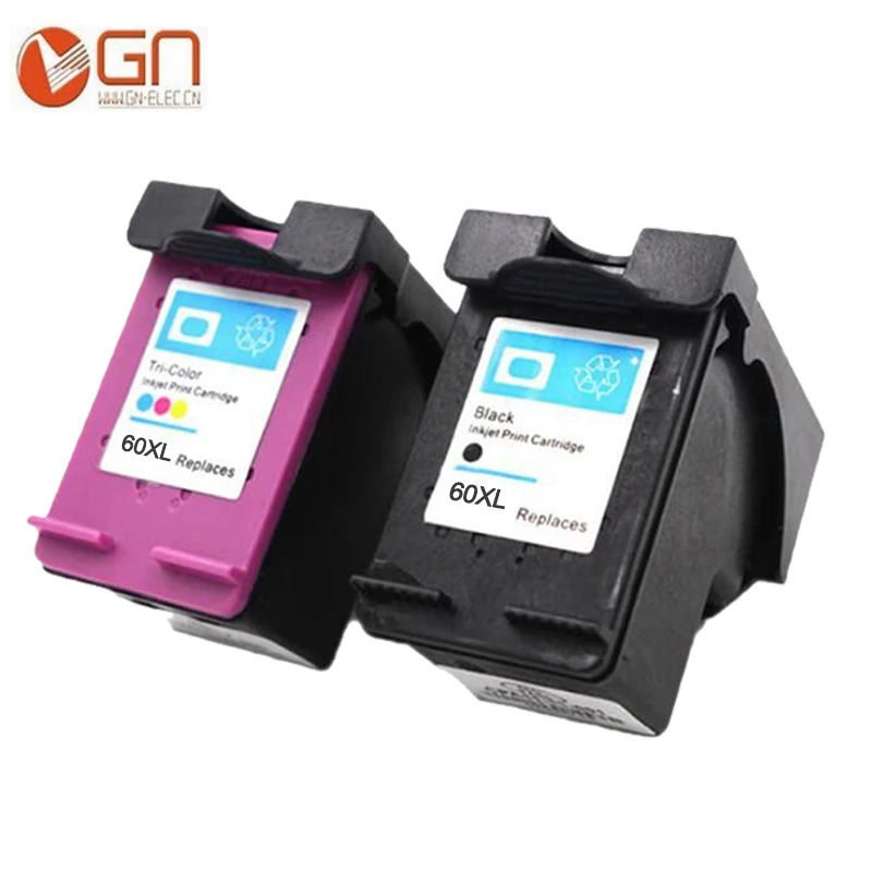 

GN 2pk 60XL Refilled Ink Cartridges Replacement for HP 60 XL for Deskjet D2530 D2545 F2430 F4224 F4440 F4480 ENVY120 C4650 C4680