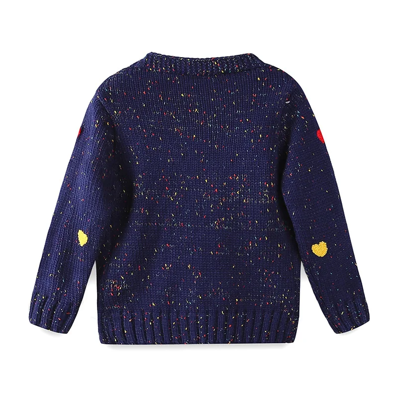 Rlyaeiz/ г. Одежда для маленьких детей вязаный хлопковый свитер с сердечками для девочек весенне-осенняя верхняя одежда для детей от 3 до 9 лет, детское зимнее пальто