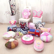 Lovely Decorative Cartoon Applique Embroidered Geometry Floral Toy Animal Sweet Gift Children Pink Sofa Car Cushion