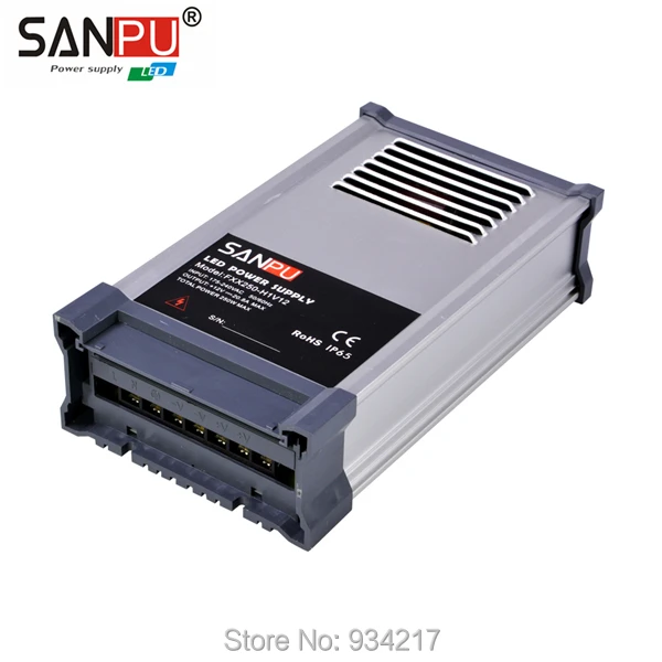 

SANPU SMPS LED Power Supply 250W 12V 20.8A AC DC 175-240V 12V Switching Transformer LED Driver 12V SMPS New Aluminum Rainproof
