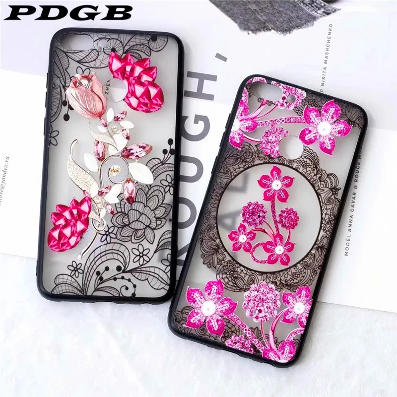 Чехол PDGB из ТПУ с рельефным 3D кружевом и цветами для huawei P20 Lite P SMART Honor 8A 8X9 10 Y5 Y9 Y6 Pro