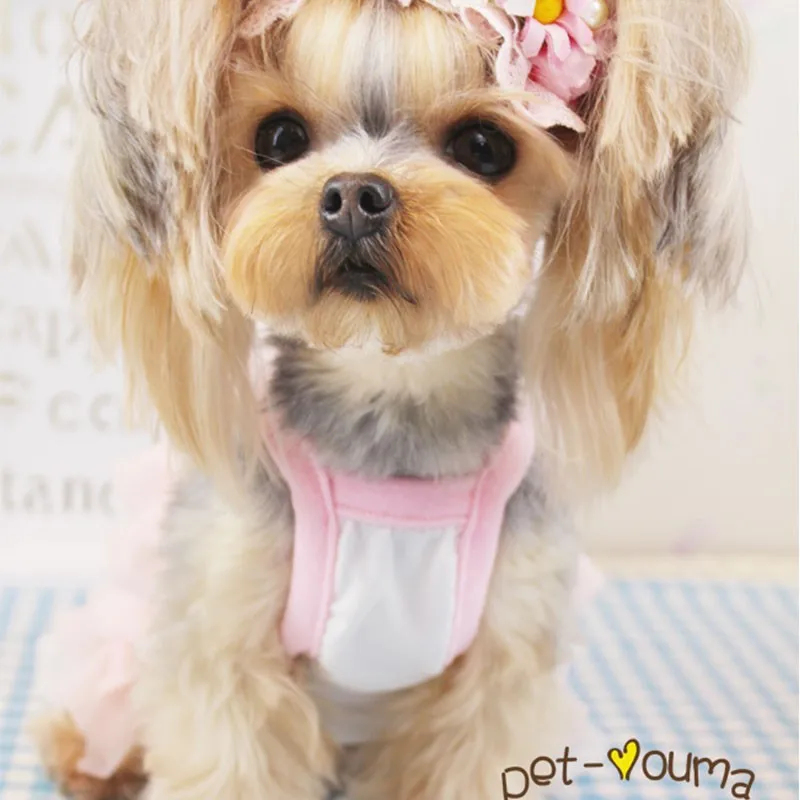 Cute pink Dog puppy lace dress dog cat pet cake Tutu skirt dog luxury Princess wedding Dress summer dog chihuahua clothes