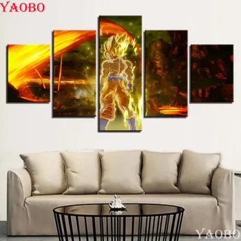 

diamant embroidery 5pcs/set 5d diy diamond painting full square/round Dragon Ball Z picture of rhinestones Wall Art Japan Anime