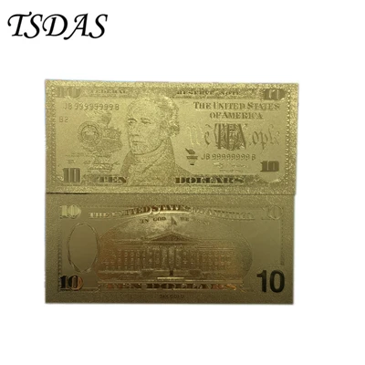 10 шт./партия американские Сувениры и подарки позолоченная банкнота 1 доллар для украшения дома подарок - Цвет: 10 dollar