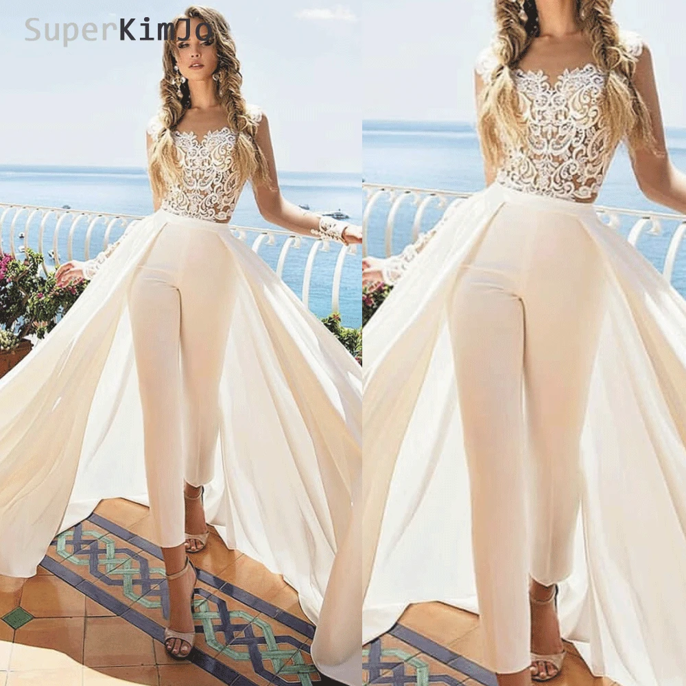 jumpsuit wedding dress with detachable skirt