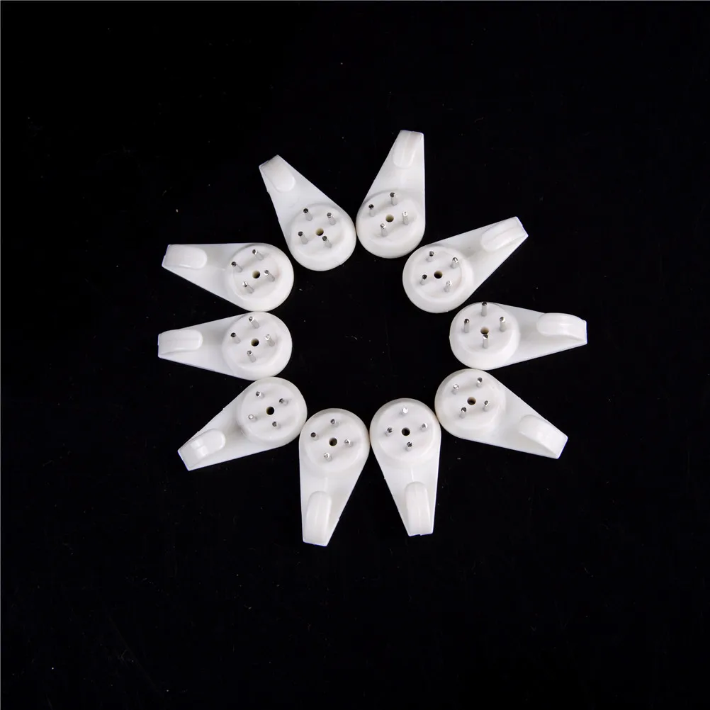 10 шт./партия невидимые белые пластиковые настенные крепления фоторамка для ногтей крючок вешалка