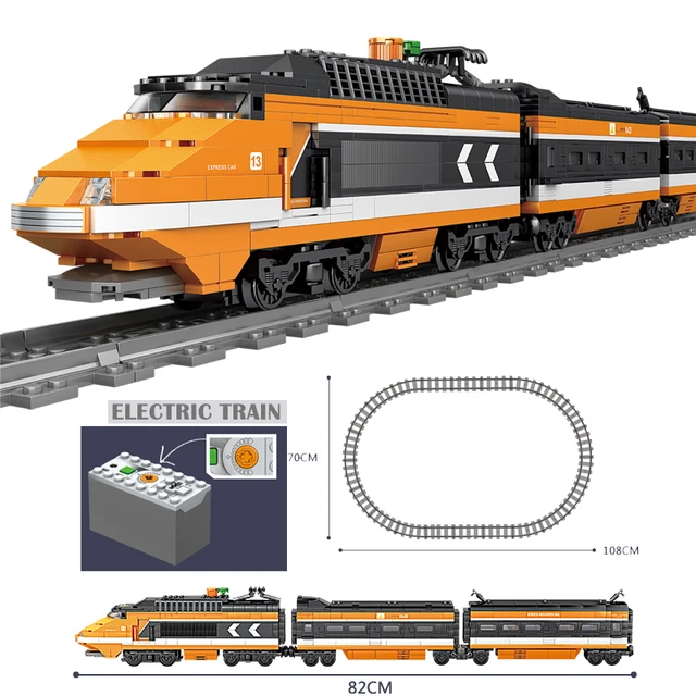 KAZI HIGH-TECH 배터리 구동 전기 클래식 기차 도시 철도 모터 빌딩 블록