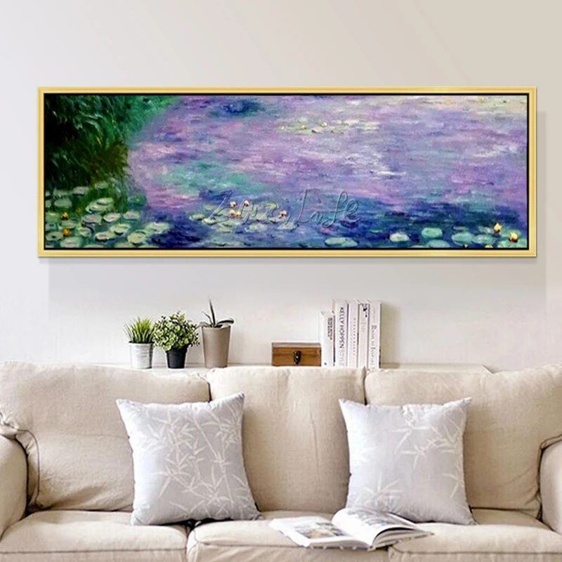 Plátěný olej Malba Claude monet malování ručně malované krajiny Water Lily wall Umělecké obrazy do obývacího pokoje Domácí výzdoba 01