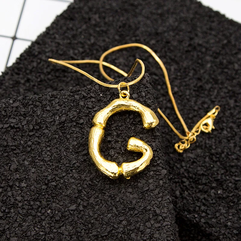 Оригинальное ожерелье с буквами для женщин, подвеска с большими буквами и ожерелье золотого цвета, Длинная женская Цепочка-ожерелье в стиле бохо, 24 алфавита, ювелирное изделие - Окраска металла: G