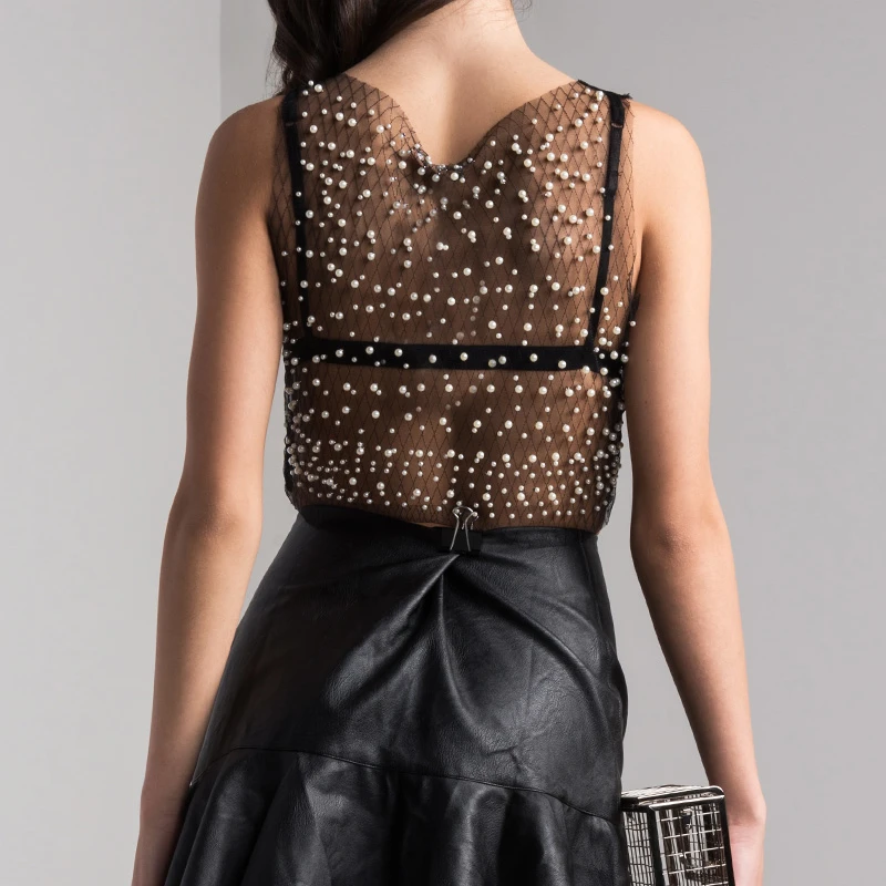 NOT THE MADONNA PEARL MESH CROP TOP (2)