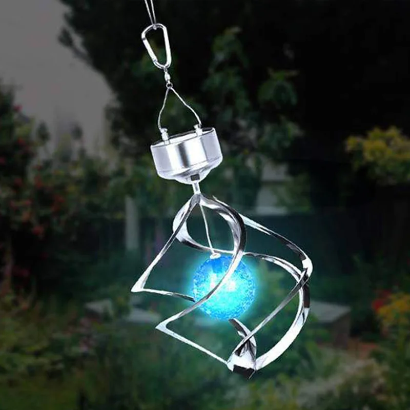 Spiral Spinner Solar Wind Chime with Glowing Magic Ball Portable