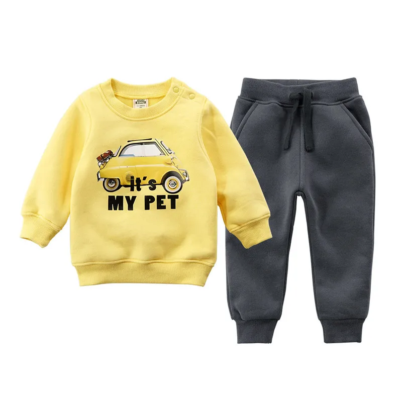 

HP-02, autumn winter children girls boys clothing sets for 1-5T, thick cotton fleece