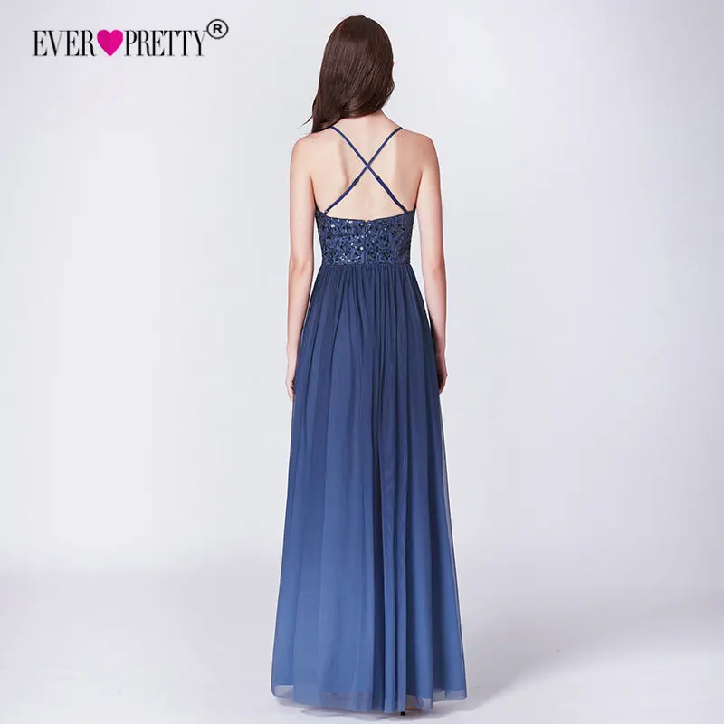 Robe De Soiree Ever Pretty EP07468NB Новые Элегантные трапециевидные Длинные вечерние платья с v-образным вырезом и открытой спиной Вечерние платья, расшитые пайетками