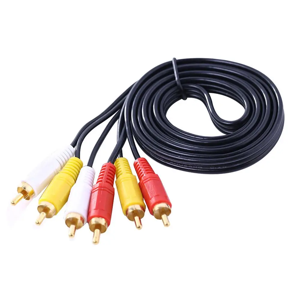 

New Arrival 5FT 1.5m 3-RCA M/M Composite AV Audio Video Male to Male Gold Color Adapter Cable Cord for TV DVD