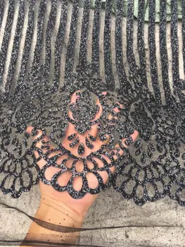 

Hot selling Cyndi-101040 glued glitter sequins lace fabric African French net tulle Lace Fabric for party