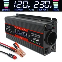 1500W/2000W/2600W inversor de potencia de onda sinusoidal modificada pantalla LCD DC 12V a AC 220V Solar 2 USB transformador del coche de convertir la UE hembra